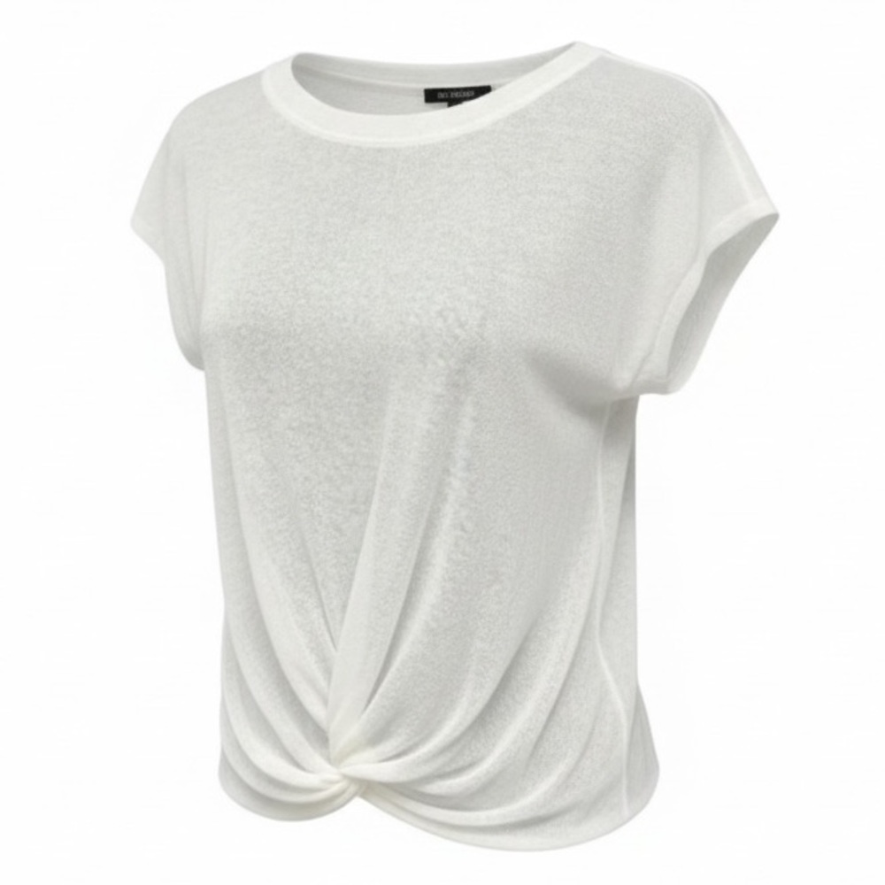 T Tahari Mesh Twist Front Knit Top | Small Casual Spring Sheer Mesh Top